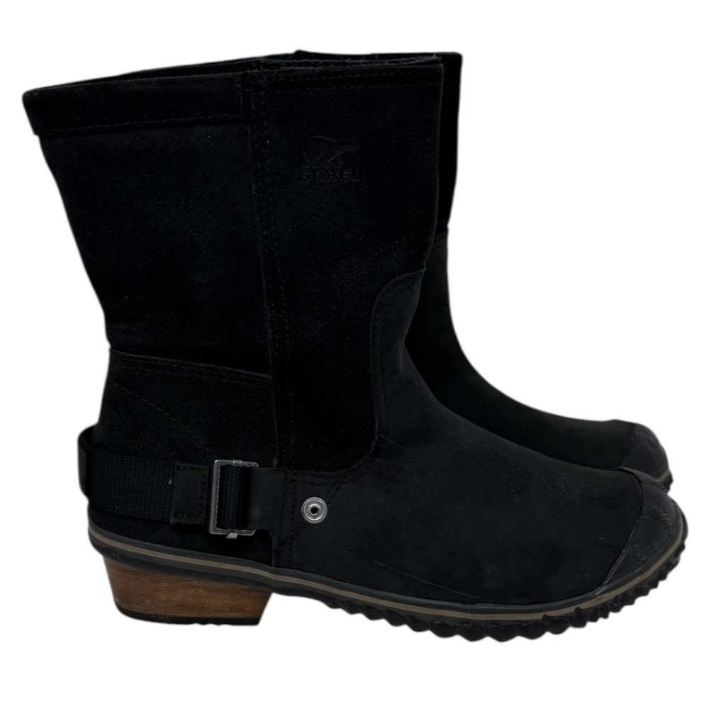 Sorel Slim Shortie Black Oiled Suede Waterproof Boots NL2107-010 Size 8